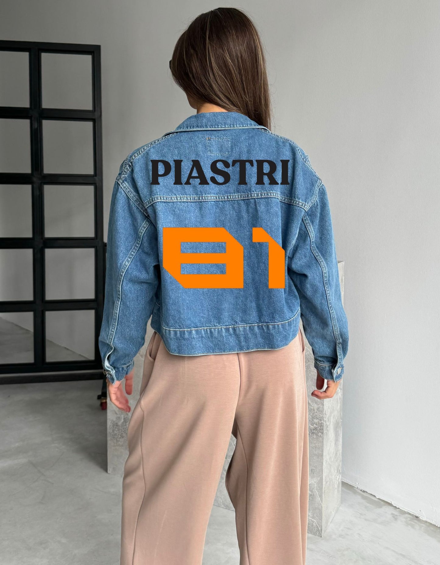 Custom Cropped Oversized Džínová bunda inspirovaná F1