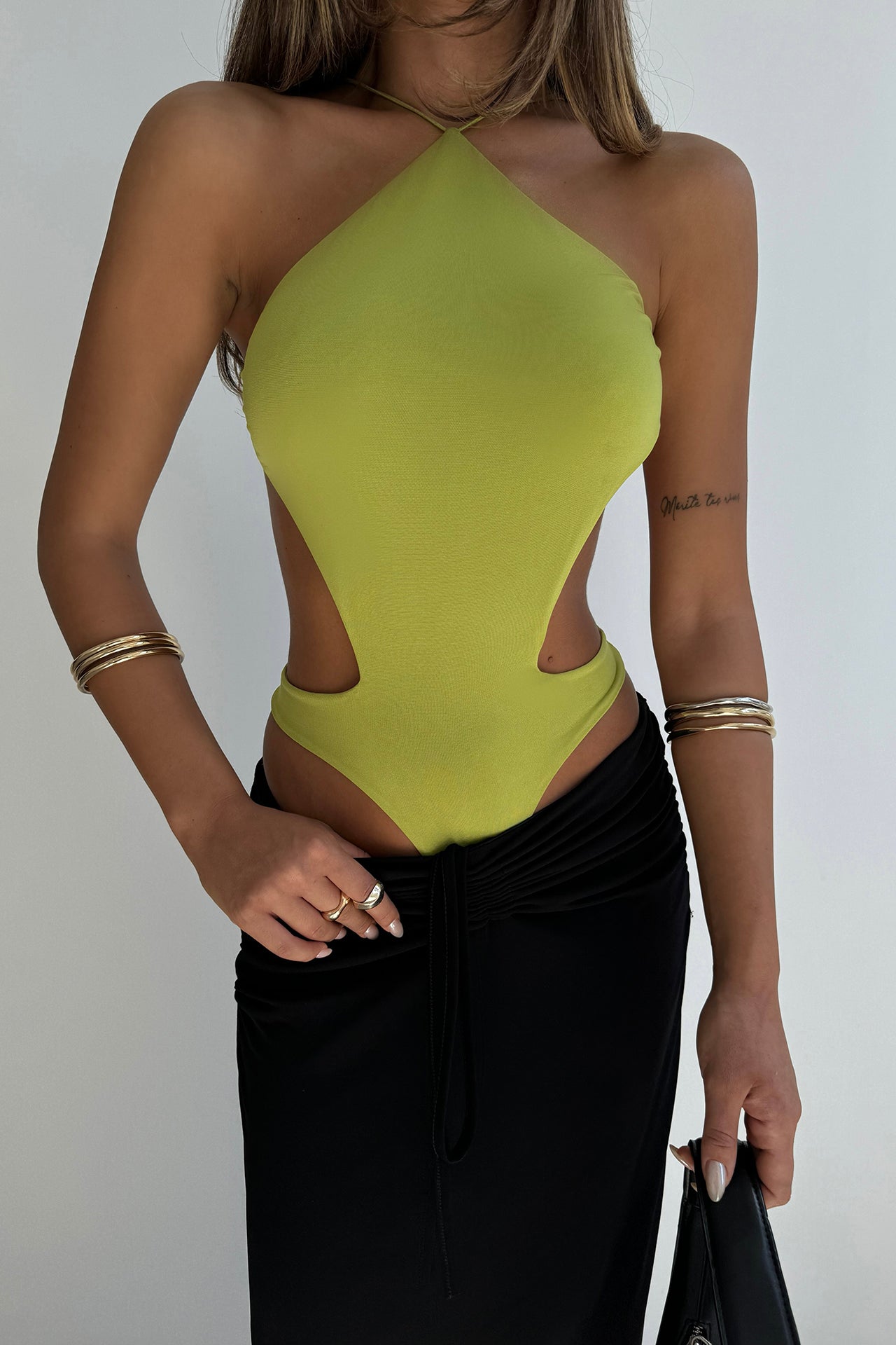 Lime Cut-Out Bodysuit