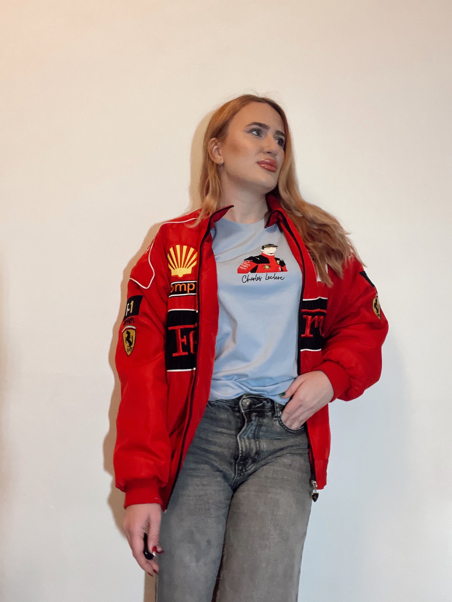 Vyšívané tričko Charles Leclerc