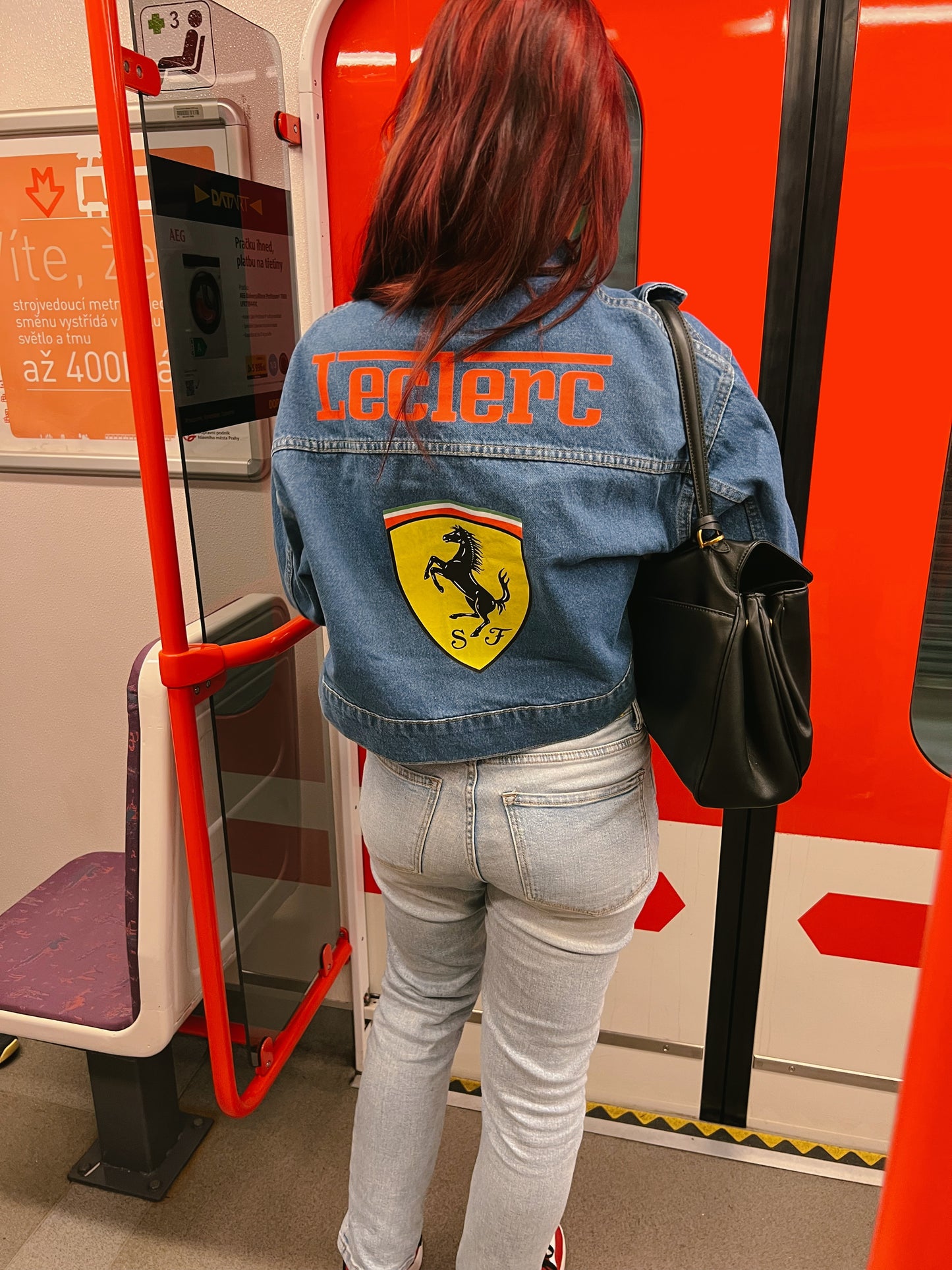 Custom Cropped Oversized Džínová bunda inspirovaná F1