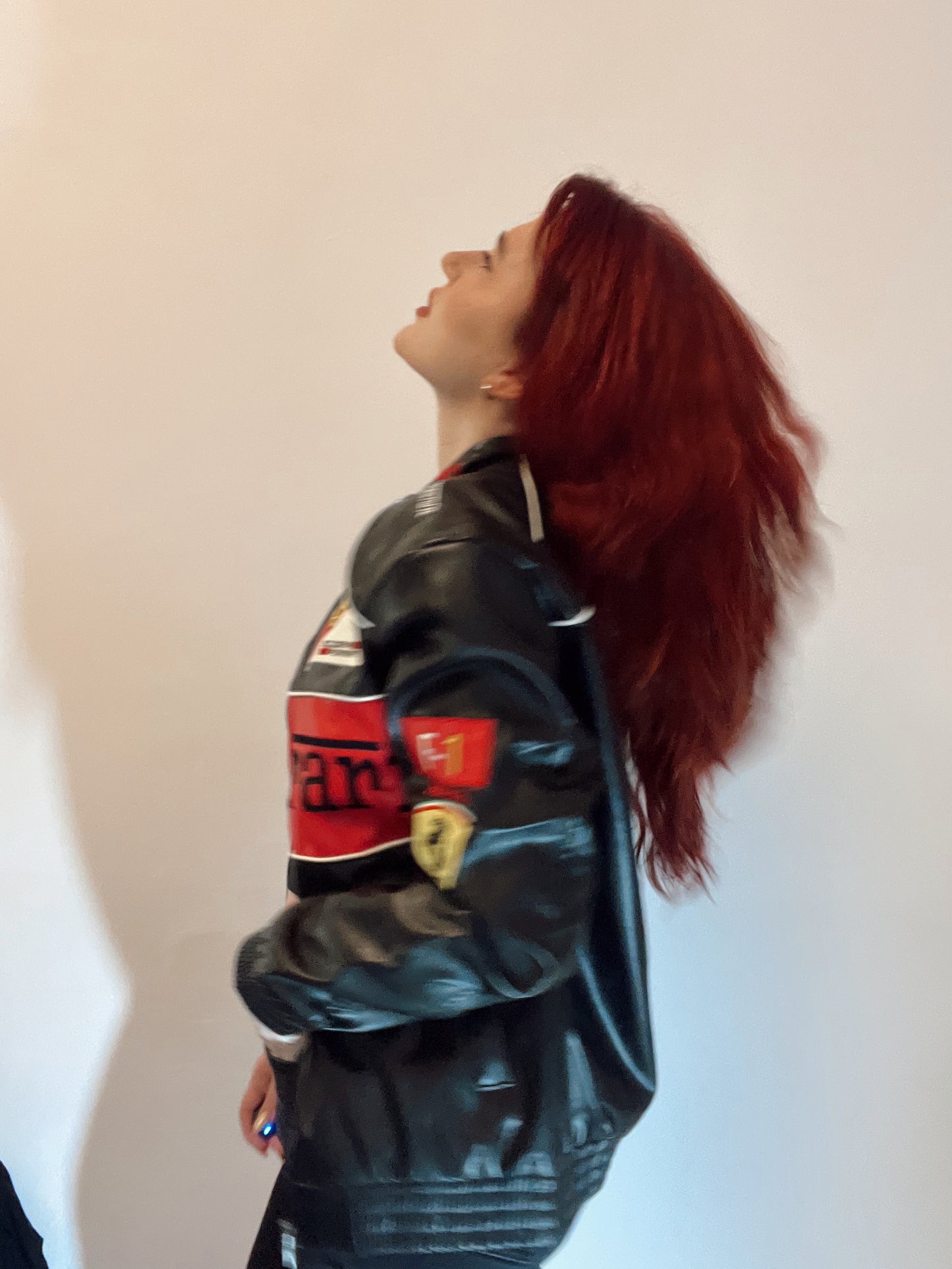 Vintage Ferrari Embroidered Faux Leather Jacket