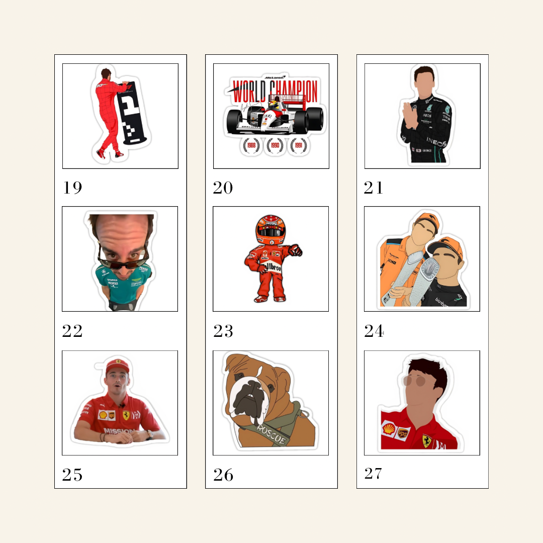 F1 Sticker Pack – Choose 5 Stickers