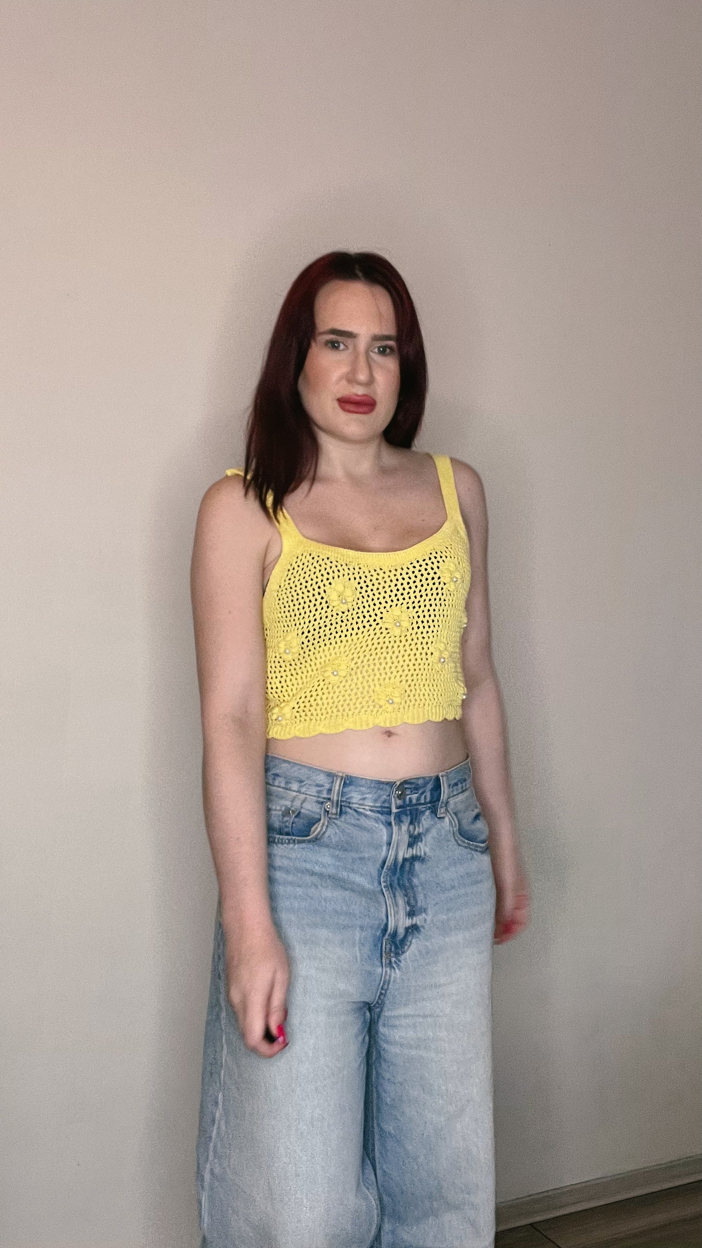 Pearl & Flower Yellow Knitwear Set