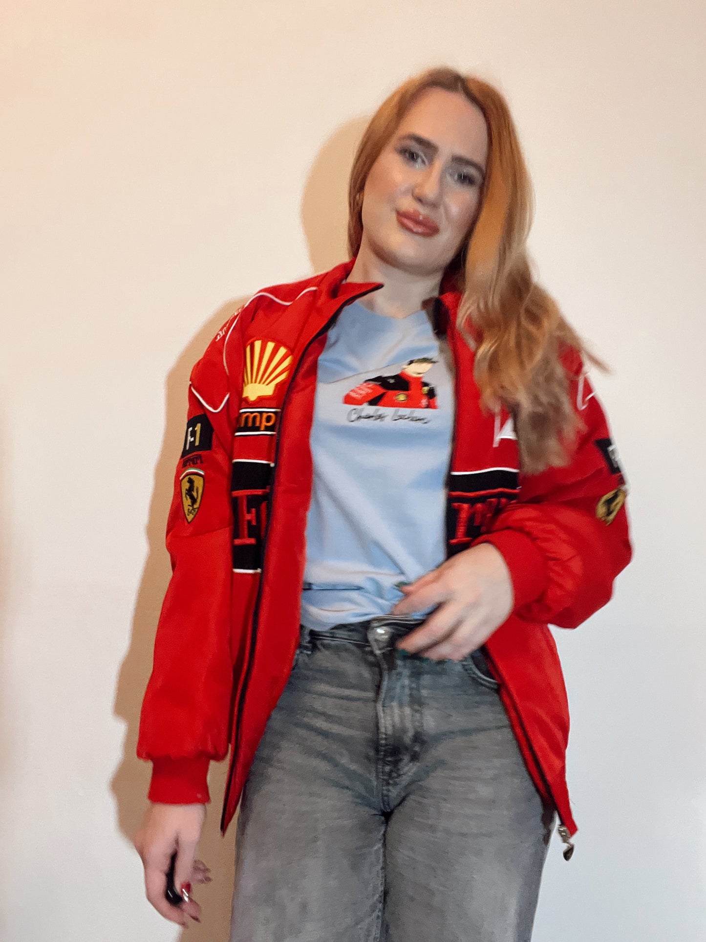 Red Vintage Ferrari Bomber Jacket