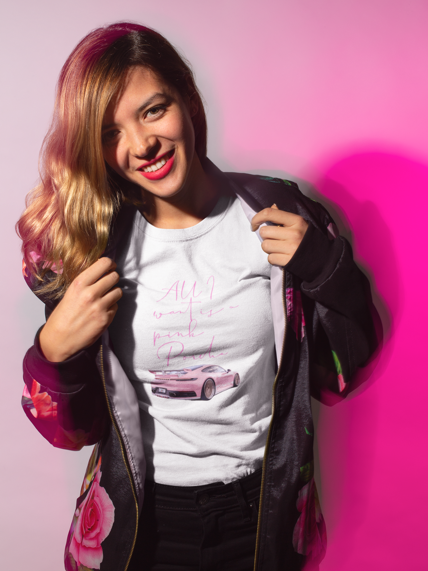 All I Want Is a Pink Porsche Rear View T-Shirt