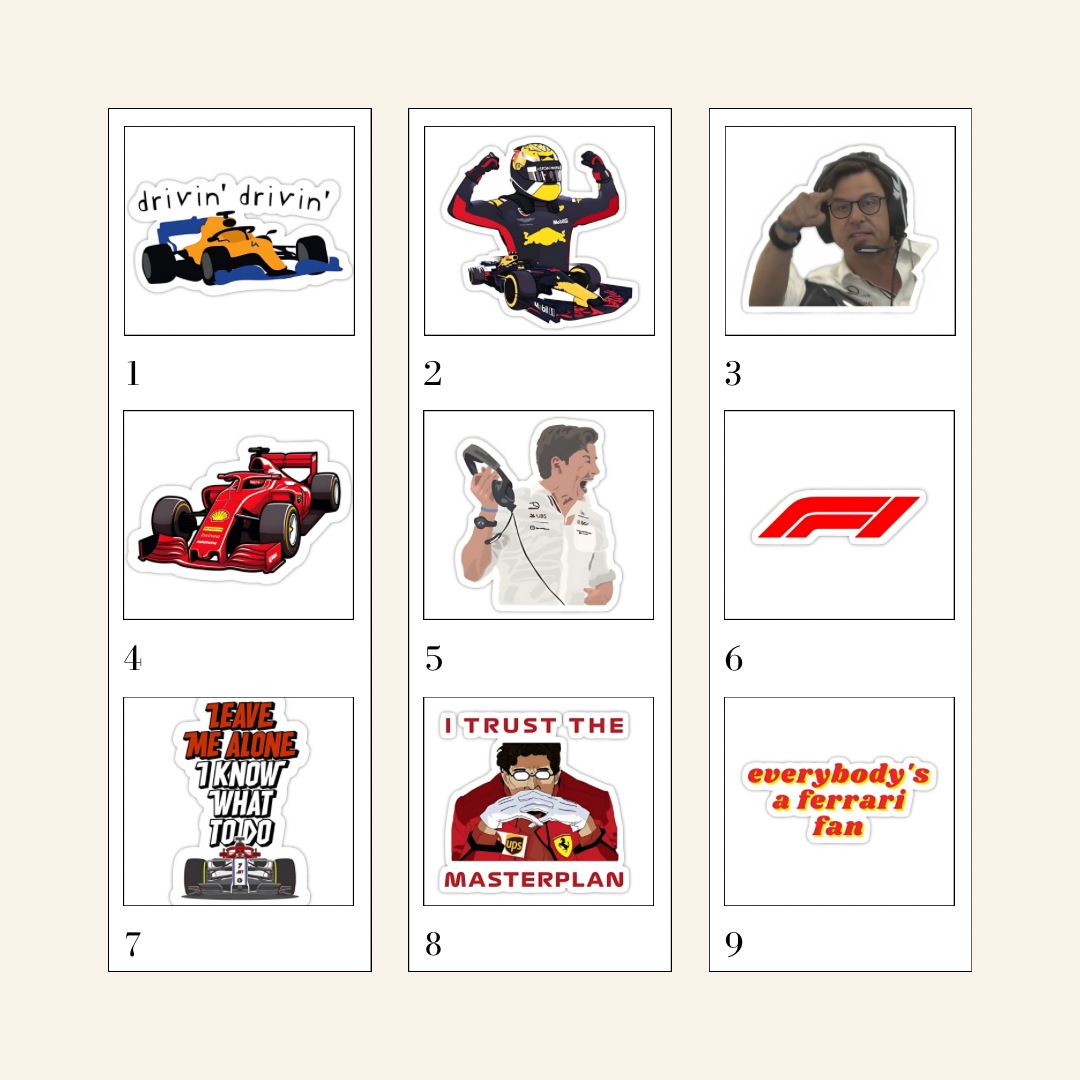 Kolekce nálepek F1