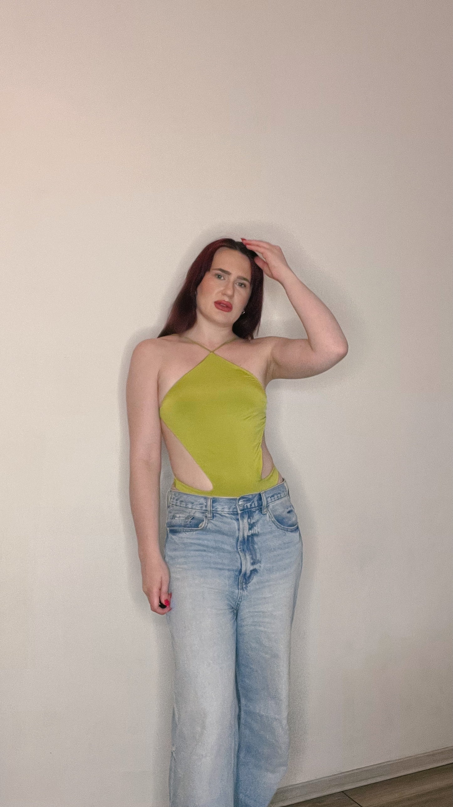 Lime Cut-Out Bodysuit