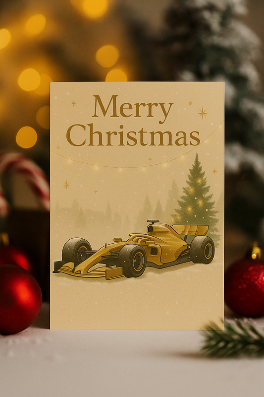 Golden Formula 1 Christmas Card