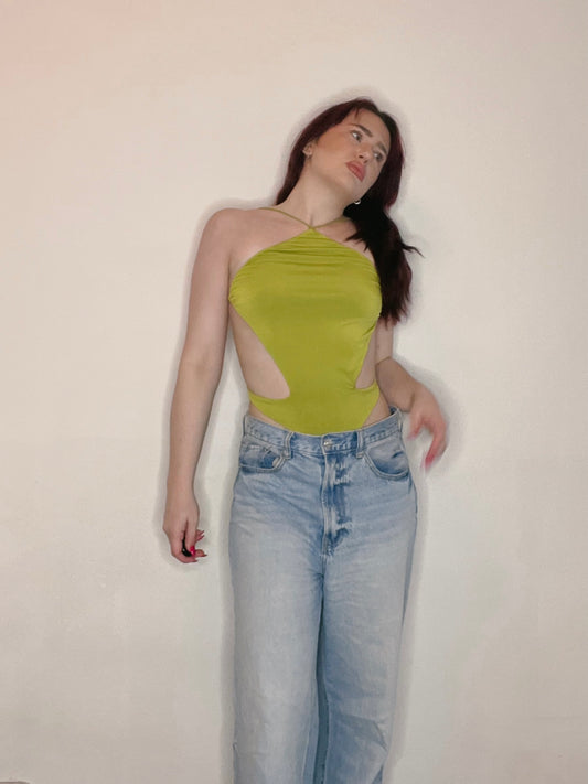 Lime Cut-Out Bodysuit