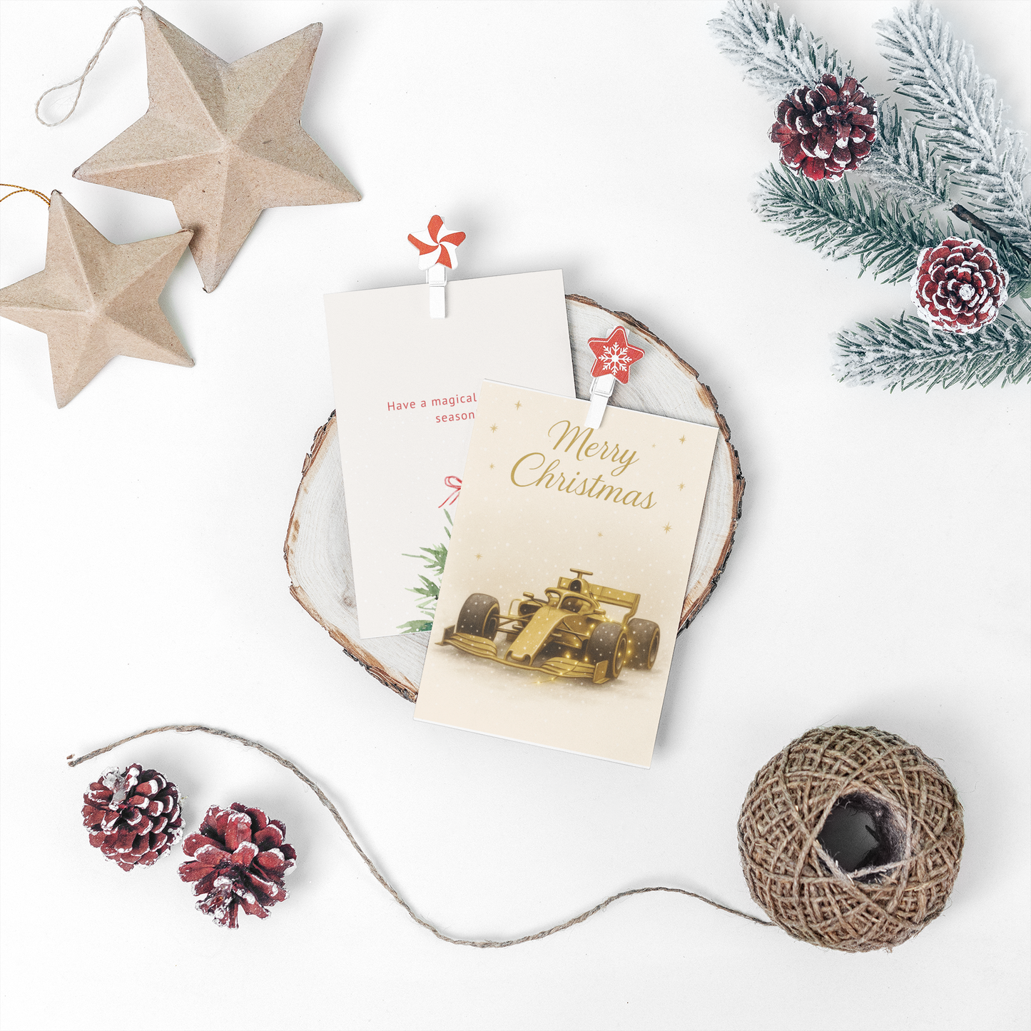 Golden F1 Christmas Card – Luxury Formula 1 Holiday