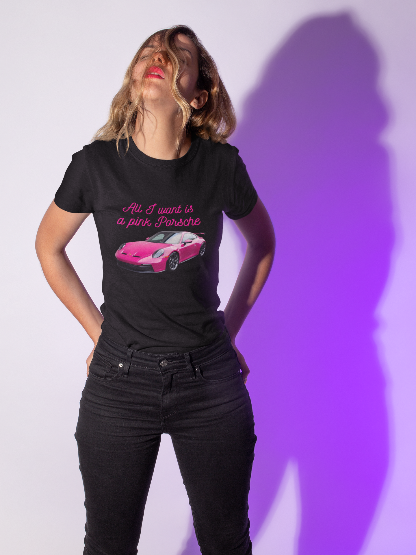 All I Want Is a Pink Porsche Hot Pink Edition Tee